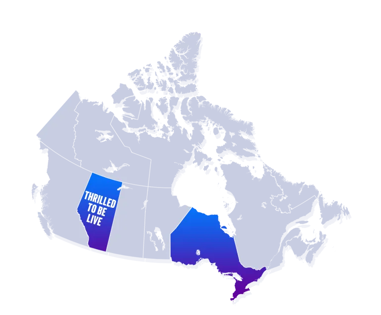 Map of Canada showing provinces where FanDuel is available